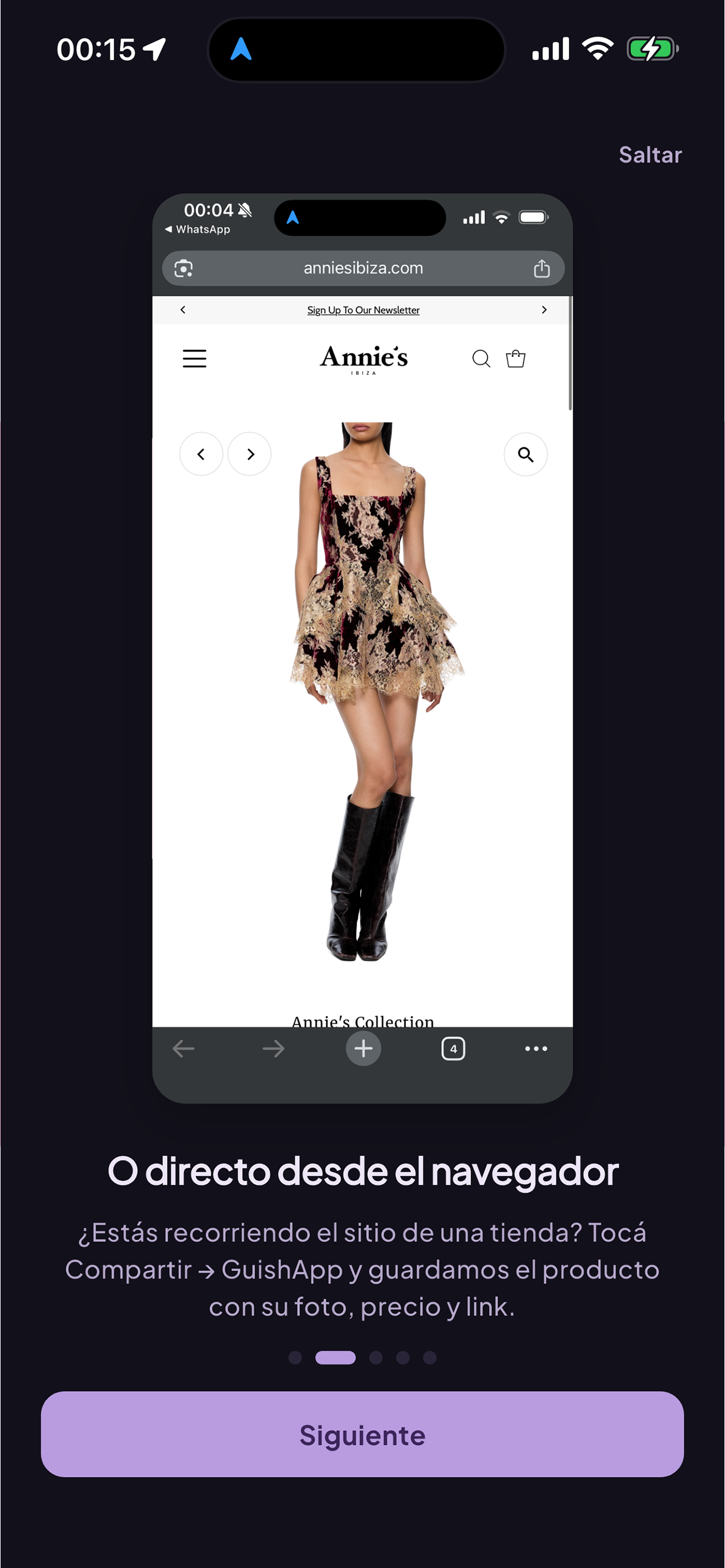 Compartir un producto desde el navegador a GuishApp